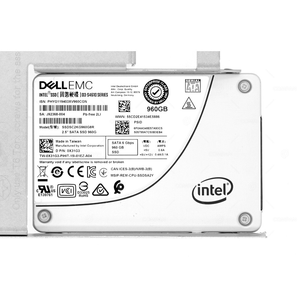 X31G3-LFF G14  DELL D3-S4610 SSD 960GB SATA 6G 2.5" SFF IN 3.5" LFF  FOR POWEREDGE G14